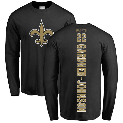 Men New Orleans Saints Black Chauncey Gardner Johnson Backer NFL Football #22 Long Sleeve T Shirt->new orleans saints->NFL Jersey